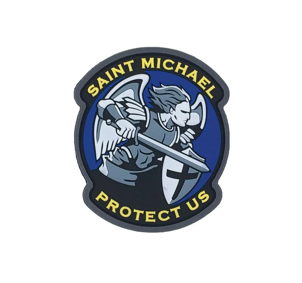 Patch PVC Saint Michel - &quot;Saint Michael Protect Us&quot;